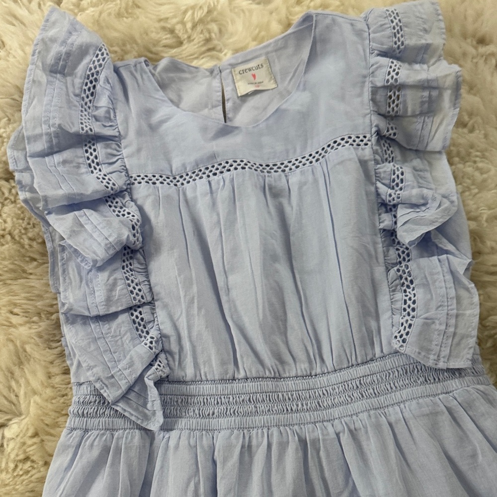 Girls Blue Teatime Dress in Cotton Voile - Picture 6 of 10